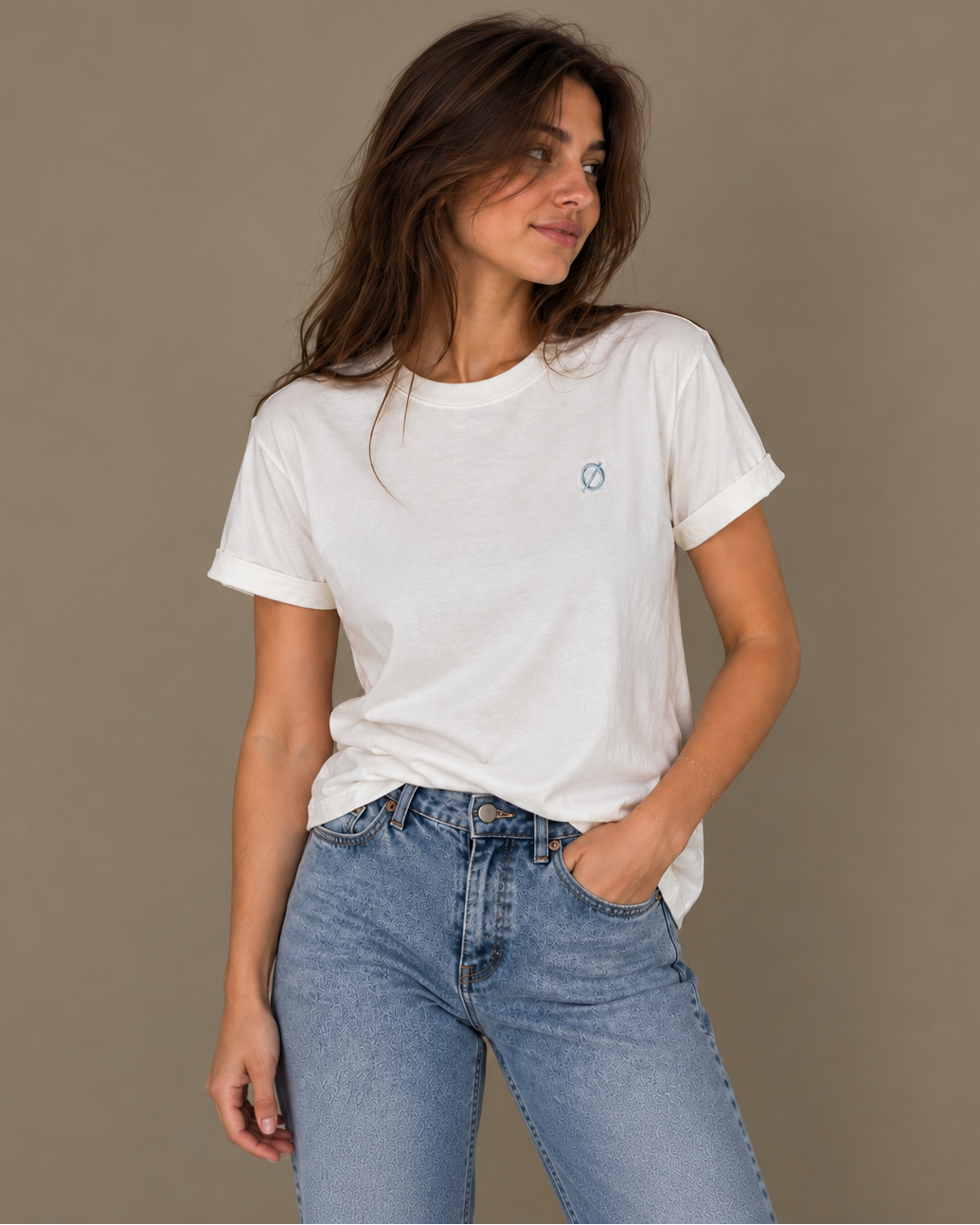 NØMADZ white women's one-size T-shirt with light blue logo