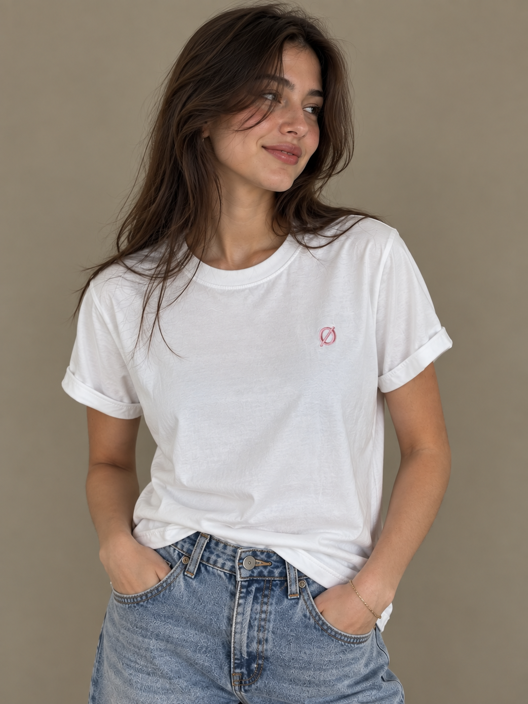 NØMADZ white women's one-size T-shirt with pink logo